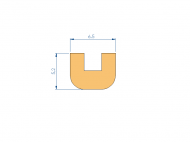 Perfil de Silicona PE1214K - formato tipo U - forma irregular