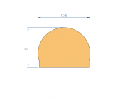 Perfil de Silicona PE93616BT - formato tipo D - forma irregular