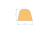 Perfil de Silicona PEWH16H96376A - formato tipo D - forma irregular