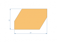 Perfil de Silicona PEWH25H10822DT - formato tipo Trapecio - forma irregular