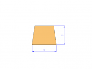 Perfil de Silicona PEWH25H93493B - formato tipo Trapecio - forma irregular