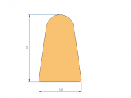 Perfil de Silicona PEWH25H93493F - formato tipo D - forma irregular