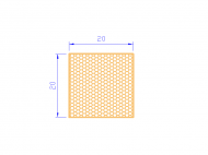 Perfil de Silicona PSE0,162020 - formato tipo Cuadrado Esponja - forma regular