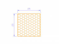 Perfil de Silicona PSE0,162525 - formato tipo Cuadrado Esponja - forma regular