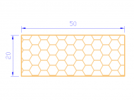 Perfil de Silicona PSE0,165020 - formato tipo Rectángulo Esponja - forma regular