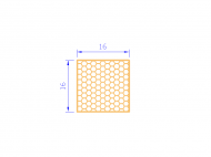 Perfil de Silicona PSE0,251616 - formato tipo Cuadrado Esponja - forma regular