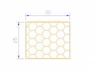 Perfil de Silicona PSE0,253025 - formato tipo Rectángulo Esponja - forma regular