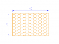 Perfil de Silicona PSE0,254025 - formato tipo Rectángulo Esponja - forma regular