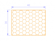 Perfil de Silicona PSE0,254030 - formato tipo Rectángulo Esponja - forma regular