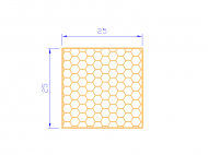 Perfil de Silicona PSE0,392525 - formato tipo Cuadrado Esponja - forma regular