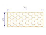 Perfil de Silicona PSE0,535020 - formato tipo Rectángulo Esponja - forma regular