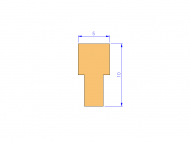 Perfil de Silicona PSRT60H1313D - formato tipo T - forma irregular