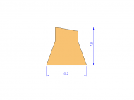 Perfil de Silicona PSTR80H93260B - formato tipo Trapecio - forma irregular