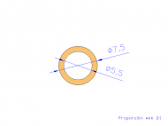 Perfil de Silicona TS4007,505,5 - formato tipo Tubo - forma de tubo