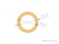 Perfil de Silicona TS4011,508,5 - formato tipo Tubo - forma de tubo