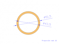 Perfil de Silicona TS4051,543,5 - formato tipo Tubo - forma de tubo