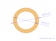 Perfil de Silicona TS5059,543,5 - formato tipo Tubo - forma de tubo