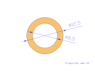 Perfil de Silicona TS6012,508,5 - formato tipo Tubo - forma de tubo