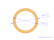 Perfil de Silicona TS6060,548,5 - formato tipo Tubo - forma de tubo