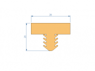 Profil en Silicone P1152GO - format de type T - forme irrégulier