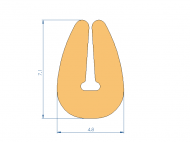 Profil en Silicone P1218F - format de type U - forme irrégulier