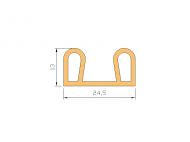 Profil en Silicone P129X - format de type Double p/b massif - forme irrégulier