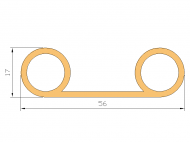 Profil en Silicone P1498 - format de type Double p/b massif - forme irrégulier