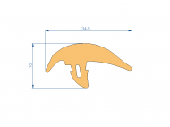 Profil en Silicone P1780BL - format de type T - forme irrégulier