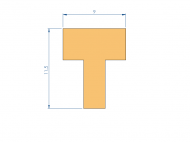 Profil en Silicone P2055AO - format de type T - forme irrégulier