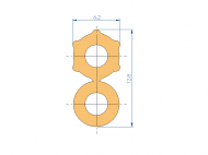 Profil en Silicone P20690I - format de type Double Trou - forme irrégulier