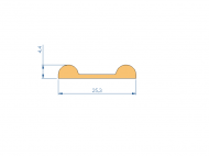 Profil en Silicone P2200S - format de type Double p/b massif - forme irrégulier