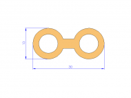 Profil en Silicone P268DT - format de type Double p/b massif - forme irrégulier