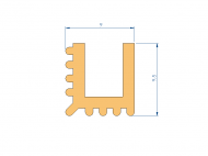 Profil en Silicone P268NJ - format de type U - forme irrégulier