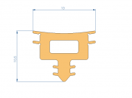 Profil en Silicone P696DB - format de type Cornes - forme irrégulier