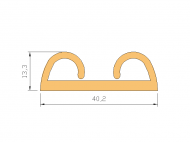 Profil en Silicone P90155B - format de type Double p/b massif - forme irrégulier