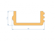 Profil en Silicone P91468A - format de type U - forme irrégulier