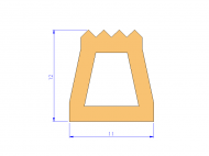 Profil en Silicone P91565I - format de type Trapèze - forme irrégulier