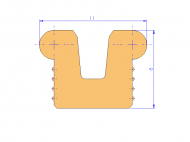 Profil en Silicone P91565R - format de type U - forme irrégulier