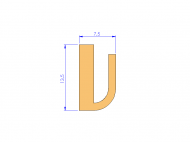 Profil en Silicone P91565U - format de type U - forme irrégulier