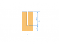 Profil en Silicone P91946G - format de type U - forme irrégulier