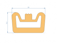 Profil en Silicone P92006BZ - format de type D - forme irrégulier