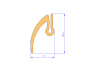 Profil en Silicone P92022F - format de type U - forme irrégulier