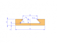 Profil en Silicone P92758A - format de type U - forme irrégulier