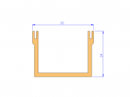 Profil en Silicone P93066A - format de type U - forme irrégulier