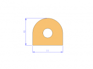 Profil en Silicone P932P - format de type D - forme irrégulier