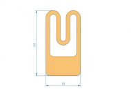 Profil en Silicone P93508BL - format de type D - forme irrégulier