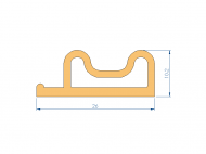 Profil en Silicone P93508CB - format de type Double Trou - forme irrégulier