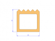 Profil en Silicone P93524F - format de type Trapèze - forme irrégulier