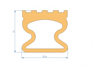 Profil en Silicone P93524G - format de type Trapèze - forme irrégulier