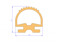 Profil en Silicone P93616A - format de type Lampe - forme irrégulier